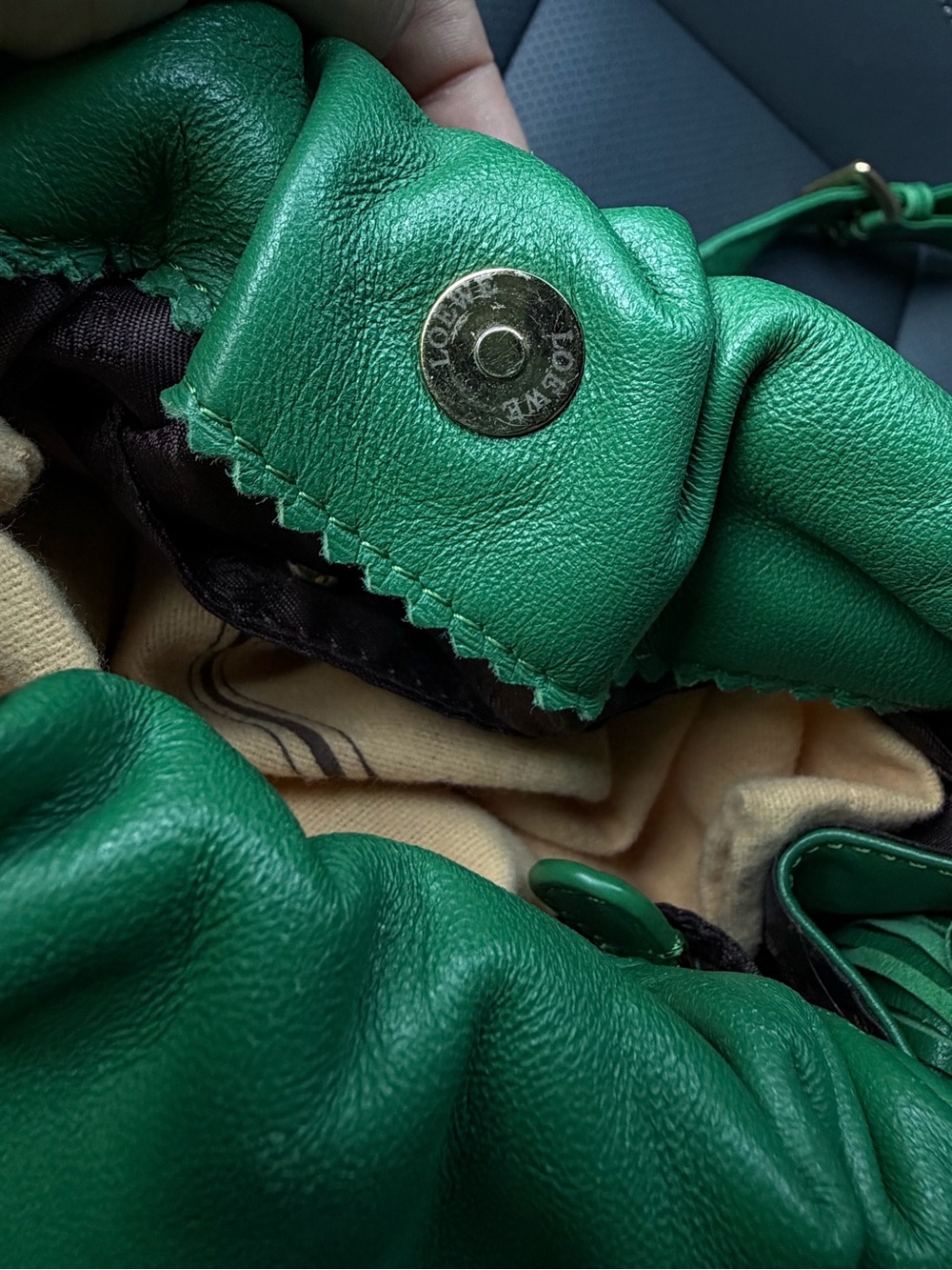 Rare Early Loewe Flamenco Tassel Mini Shoulder Bag Green Leather Archive - Picture 11 of 16